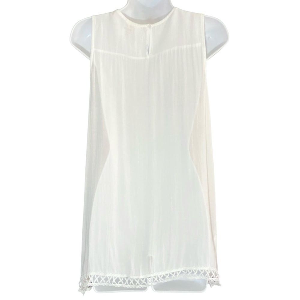 Cream Lace Crochet Tunic Top L Romantic Boho Hippie Cottagecore Feminine Sheer - Picture 7 of 10